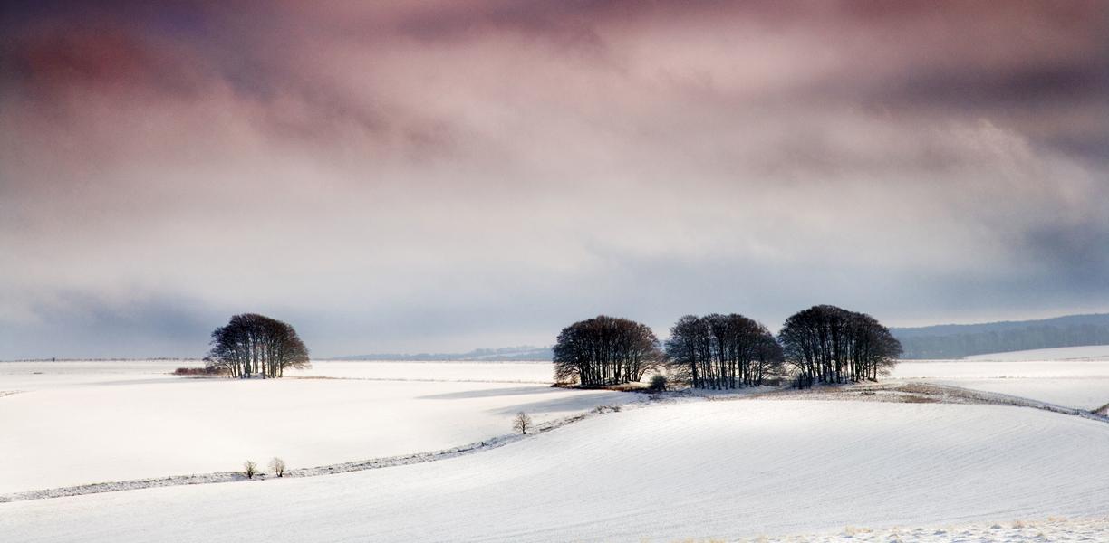 Snow covered hills near Marlborough in Wiltshire