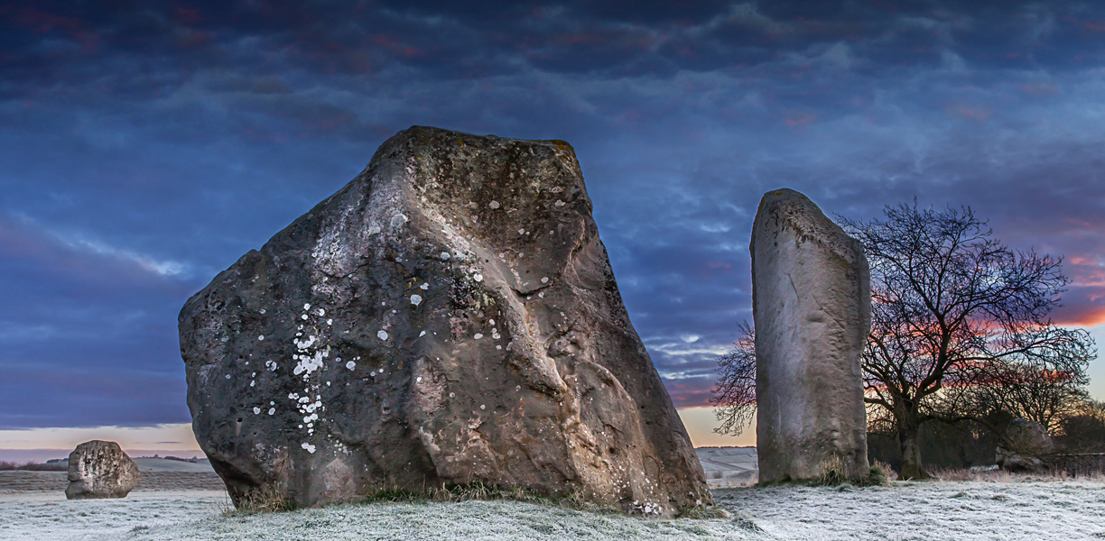 The standing stones at Avebury in the winter