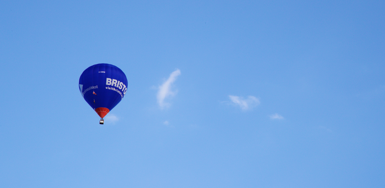 A blue hot air balloon 