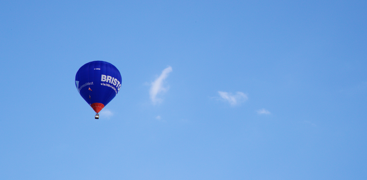 A blue hot air balloon