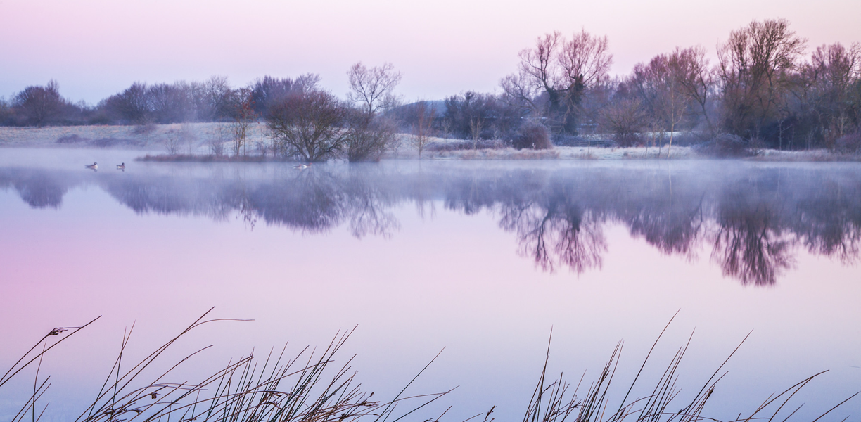 Winter lakes at Cotswold Water Park