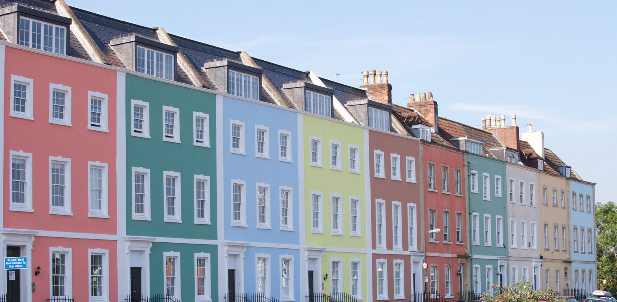 A row of colourful houses