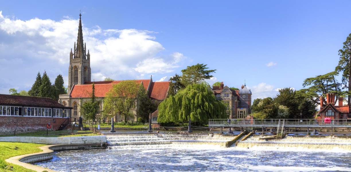 A church by a river