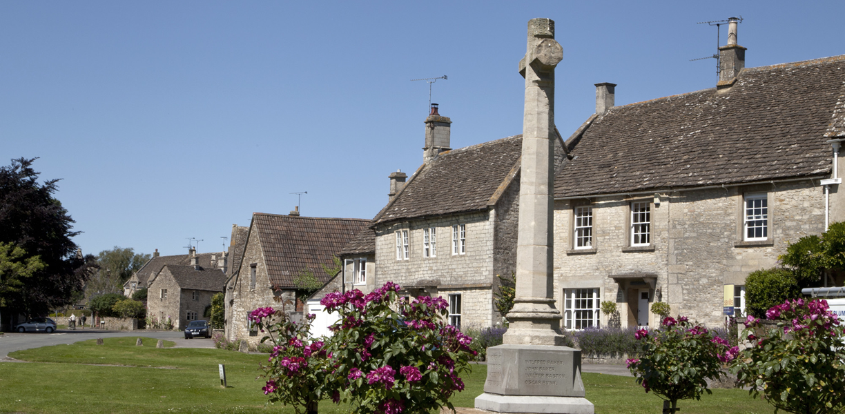 Stone cottages in the village of Biddestone