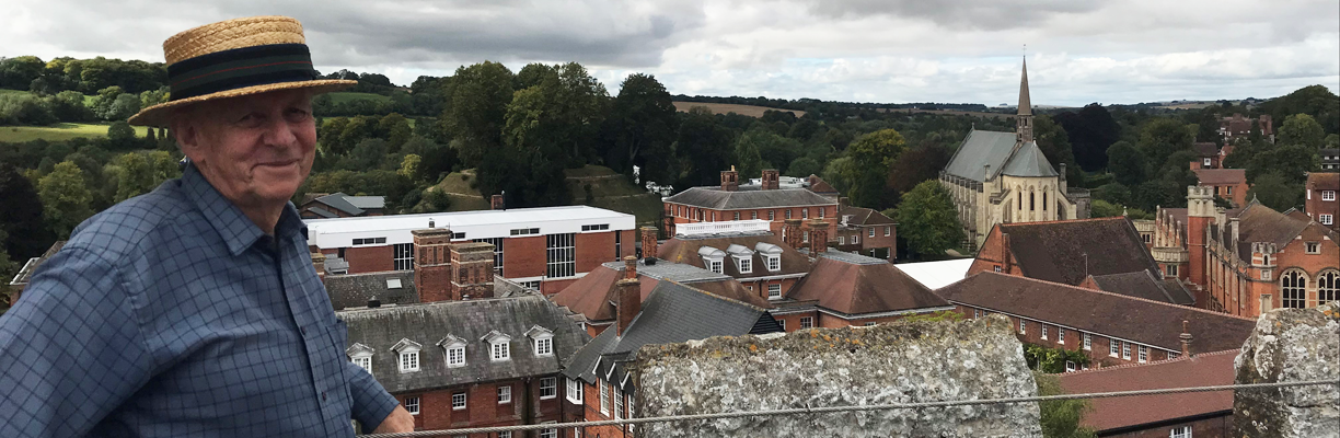 Jeremy York at the top of St Peter's Tower