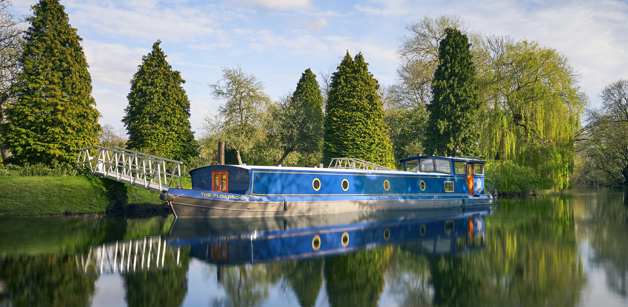 Blue canal boat